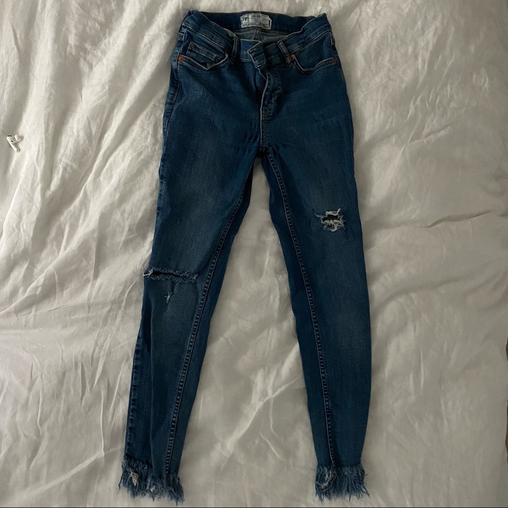 Free People Great Heights Frayed Skinny Jeans